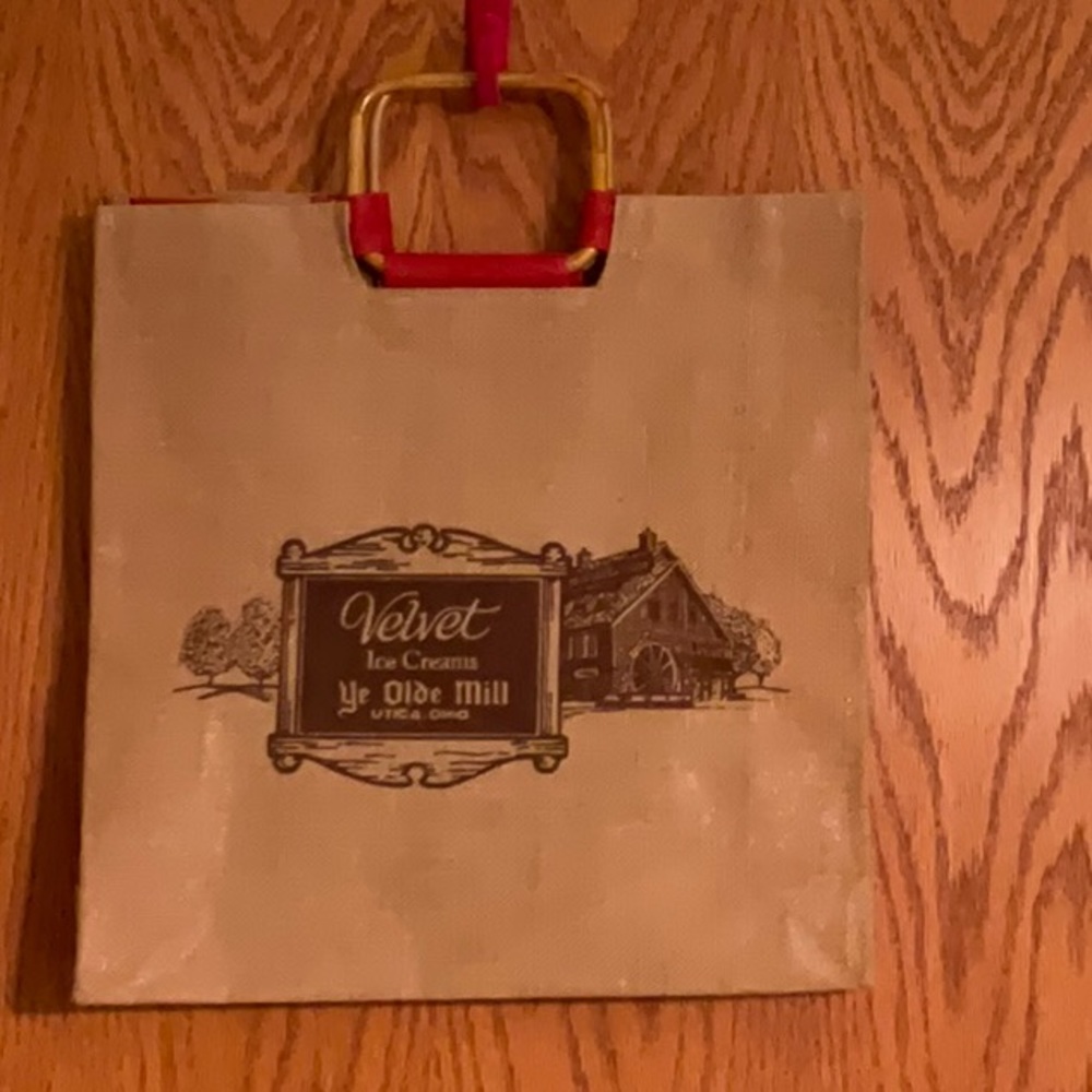 Velvet Ice Cream Ye Olde Mill Utica, Ohio Jute Tote with Bamboo Handles - Picture 2 of 2
